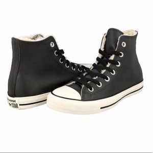 Convers All Star Black High Tops with Shearling